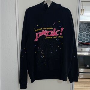 Sp5der P*INK Hoodie Sweatshirt in Black Pink | XL